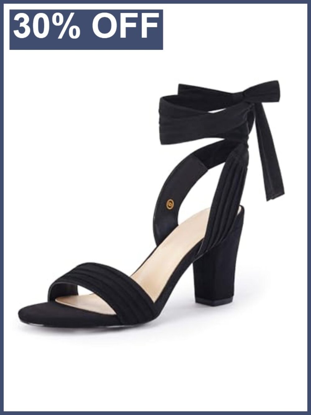 Strappy Chunky Heel Lace Up Bow Open Toe Sandals Faux Suede Dress Heels